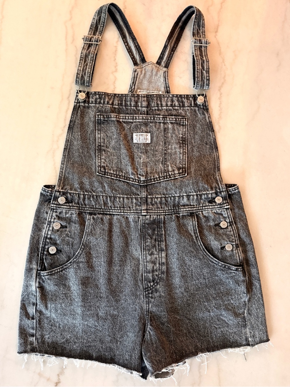 Levi's Black Washed Denim Short Overalls